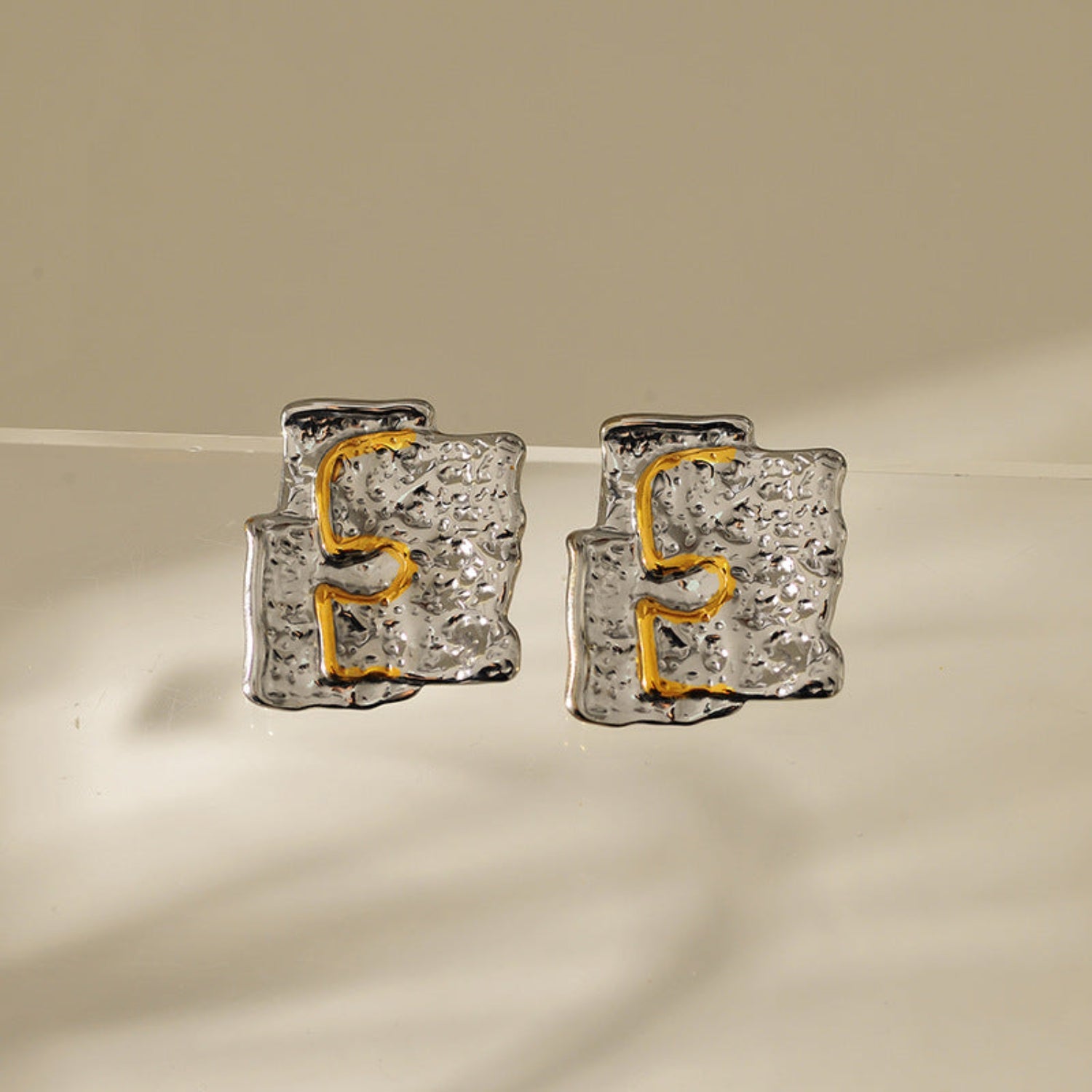 Irregular Gometric DualTone Earrings JLT13066