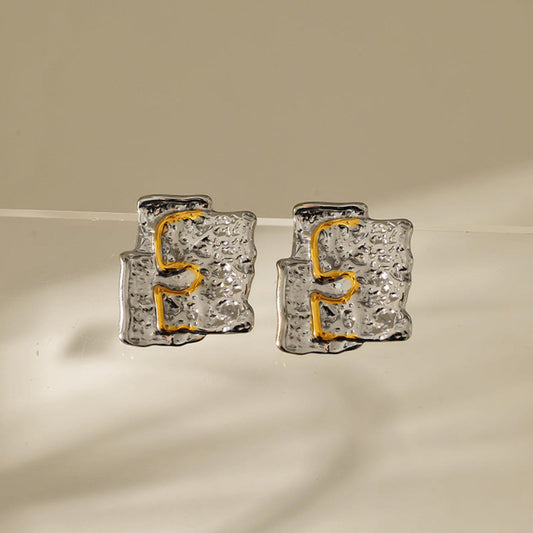 Irregular Gometric DualTone Earrings JLT13066
