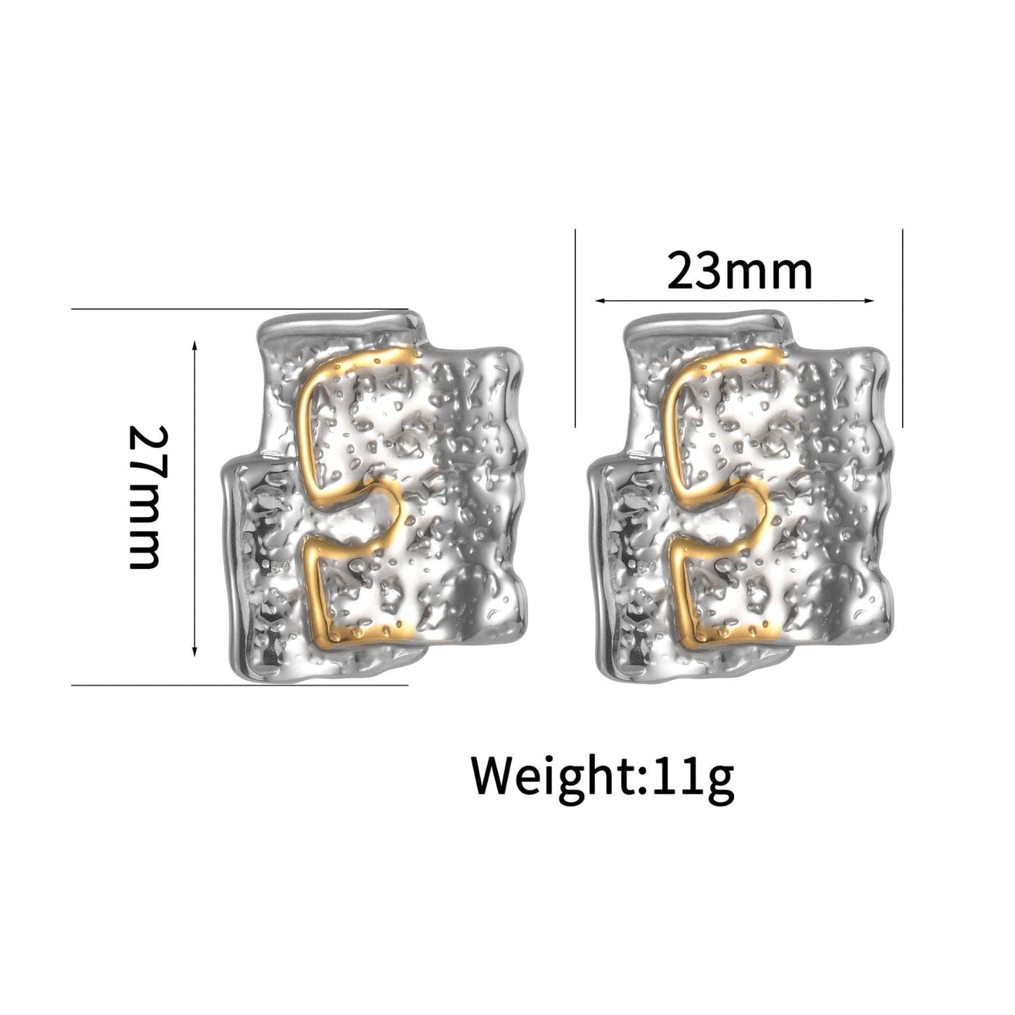 Irregular Gometric DualTone Earrings JLT13066