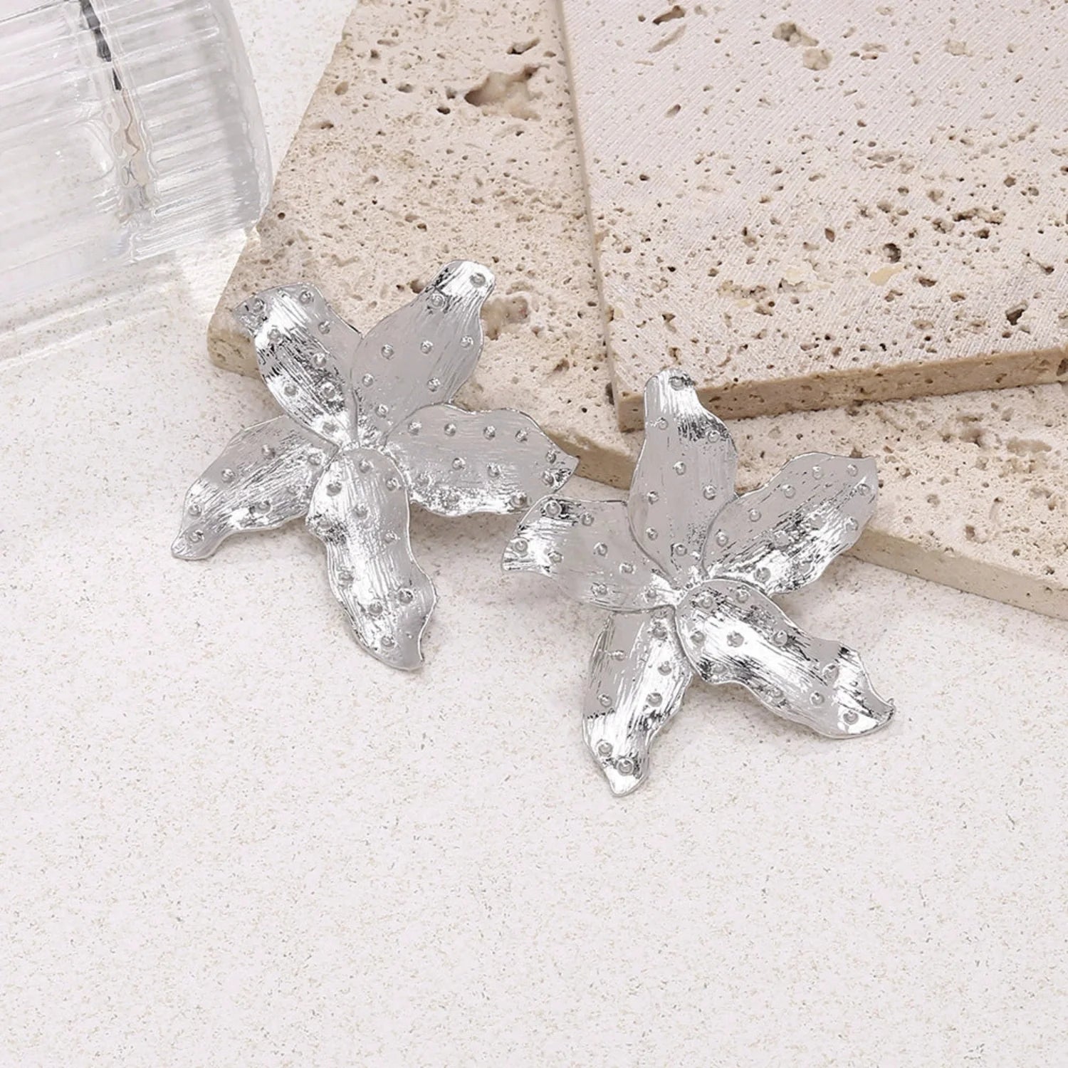 Coral Star Silver Statement Earrings JLT13268