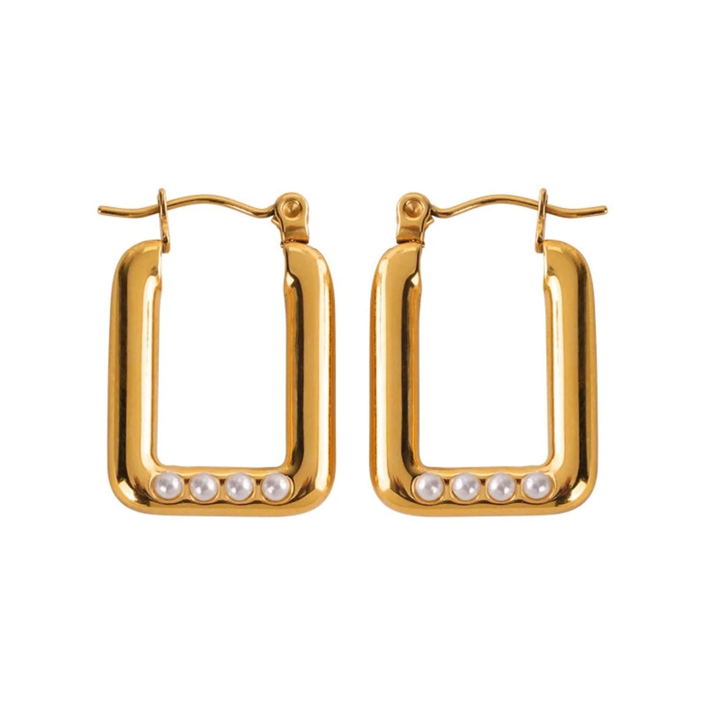 Rectangle Gold Hoop Earrings JLT13549
