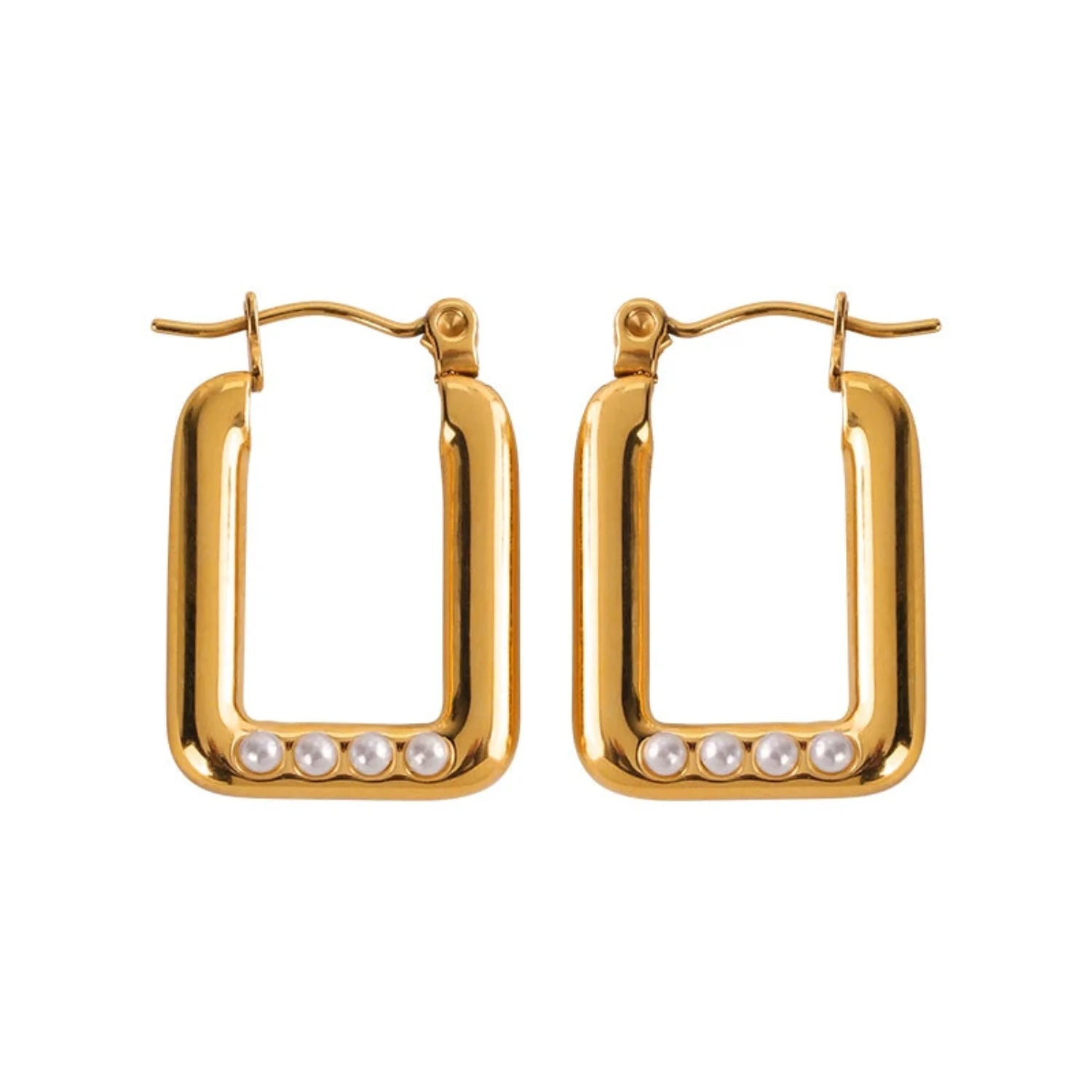 Rectangle Gold Hoop Earrings JLT13549