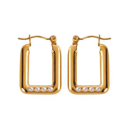 Rectangle Gold Hoop Earrings JLT13549