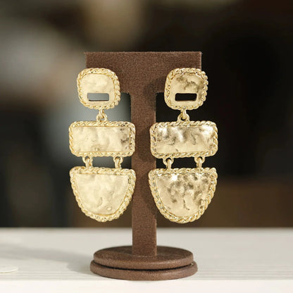 Hammered Gold Geometric Tiered Earrings JLT13559