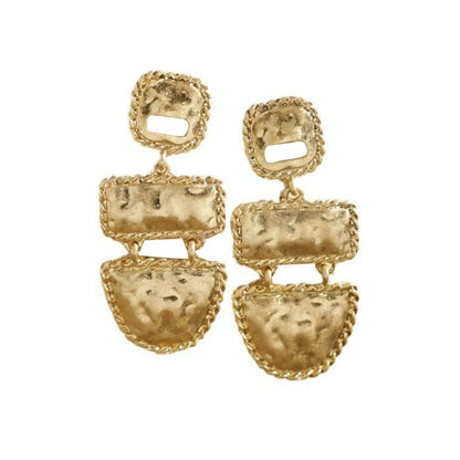 Hammered Gold Geometric Tiered Earrings JLT13559