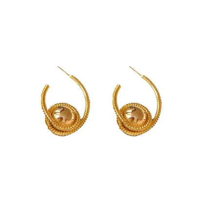 Gold Spiral Basket Hoop Earrings JLT13578