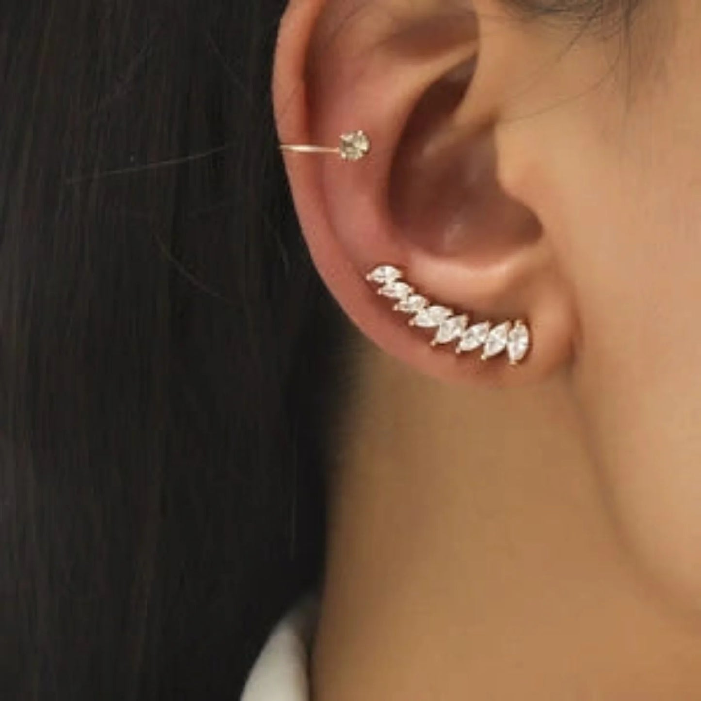 Marquise Zircon Ear Crawler Studs For One Ear JLT13637