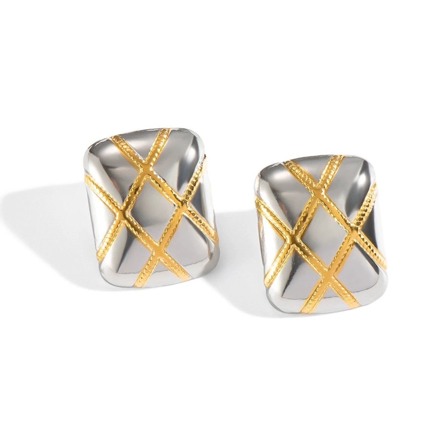 Two Tone Lattice Rectangular Studs JLT13685
