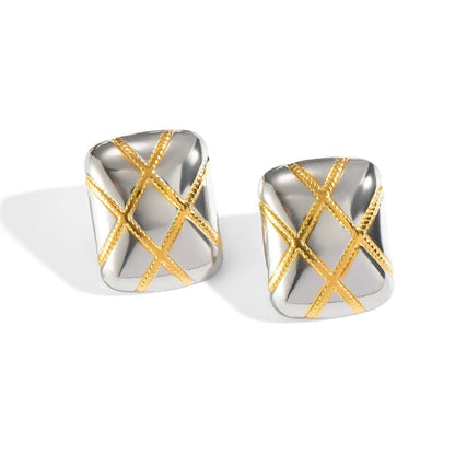 Two Tone Lattice Rectangular Studs JLT13685