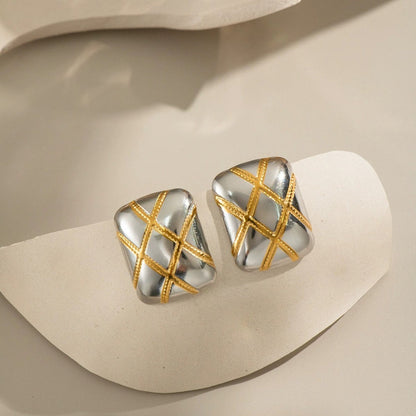 Two Tone Lattice Rectangular Studs JLT13685