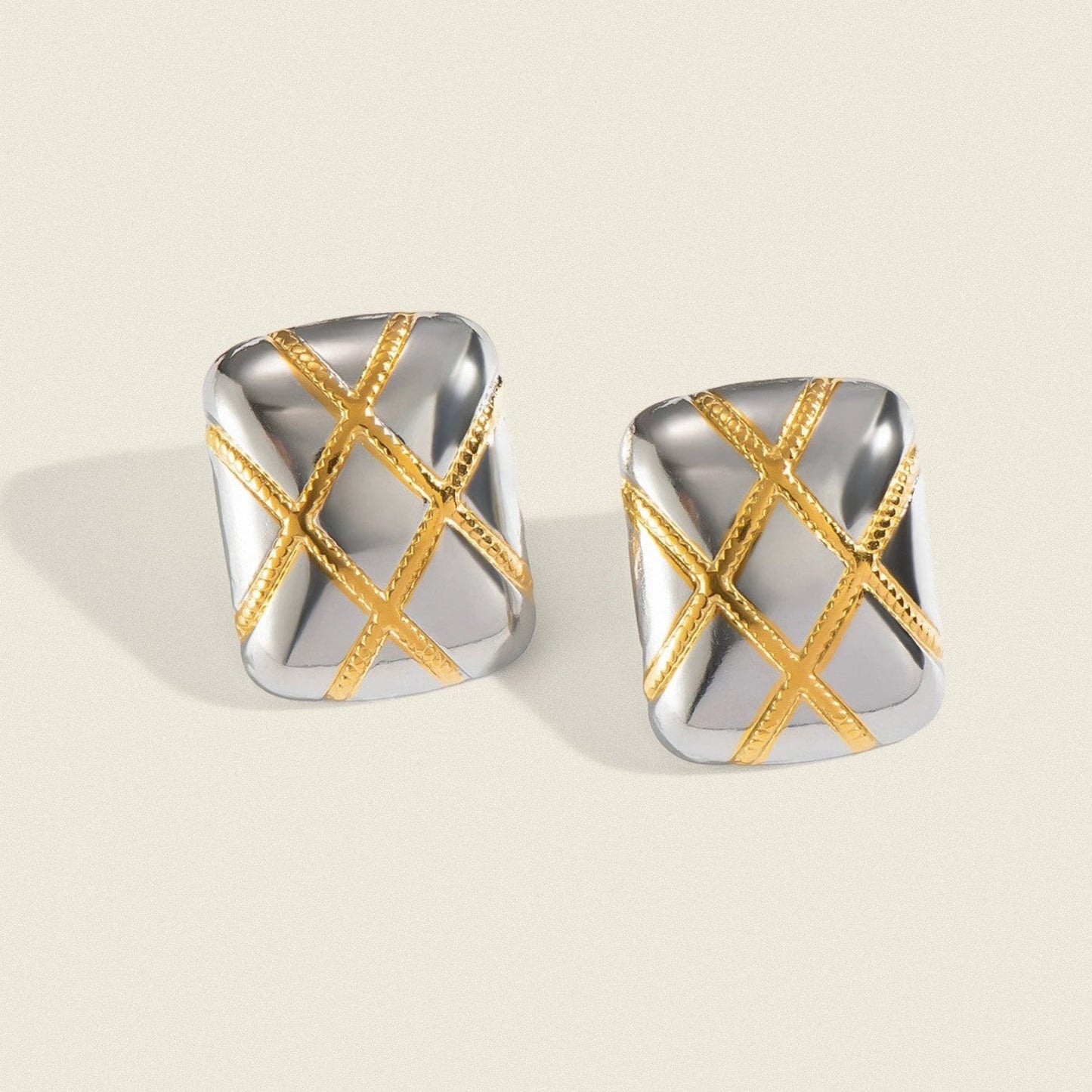 Two Tone Lattice Rectangular Studs JLT13685
