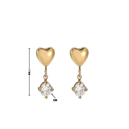 Gold Heart Crystal Drop Earrings JLT13699