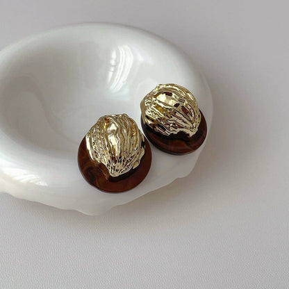 Gold Sculptural Tortoise Stud Earrings JLT13702