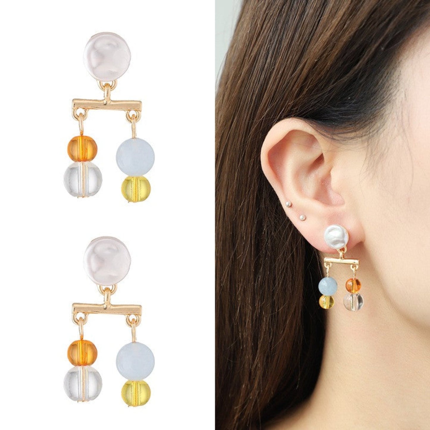 Pastel Geometric Bead Drop Earrings JLT13722