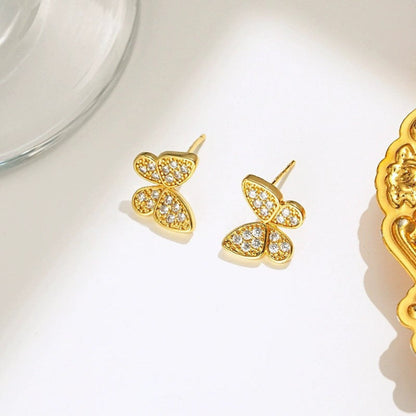 Gold Crystal Butterfly Stud Earrings JLT13723