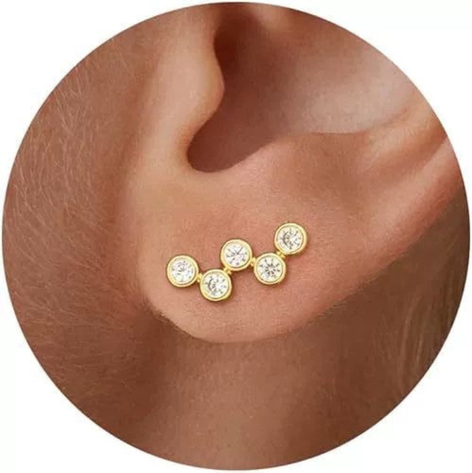 Gold Crystal Wave Ear Climbers JLT13725