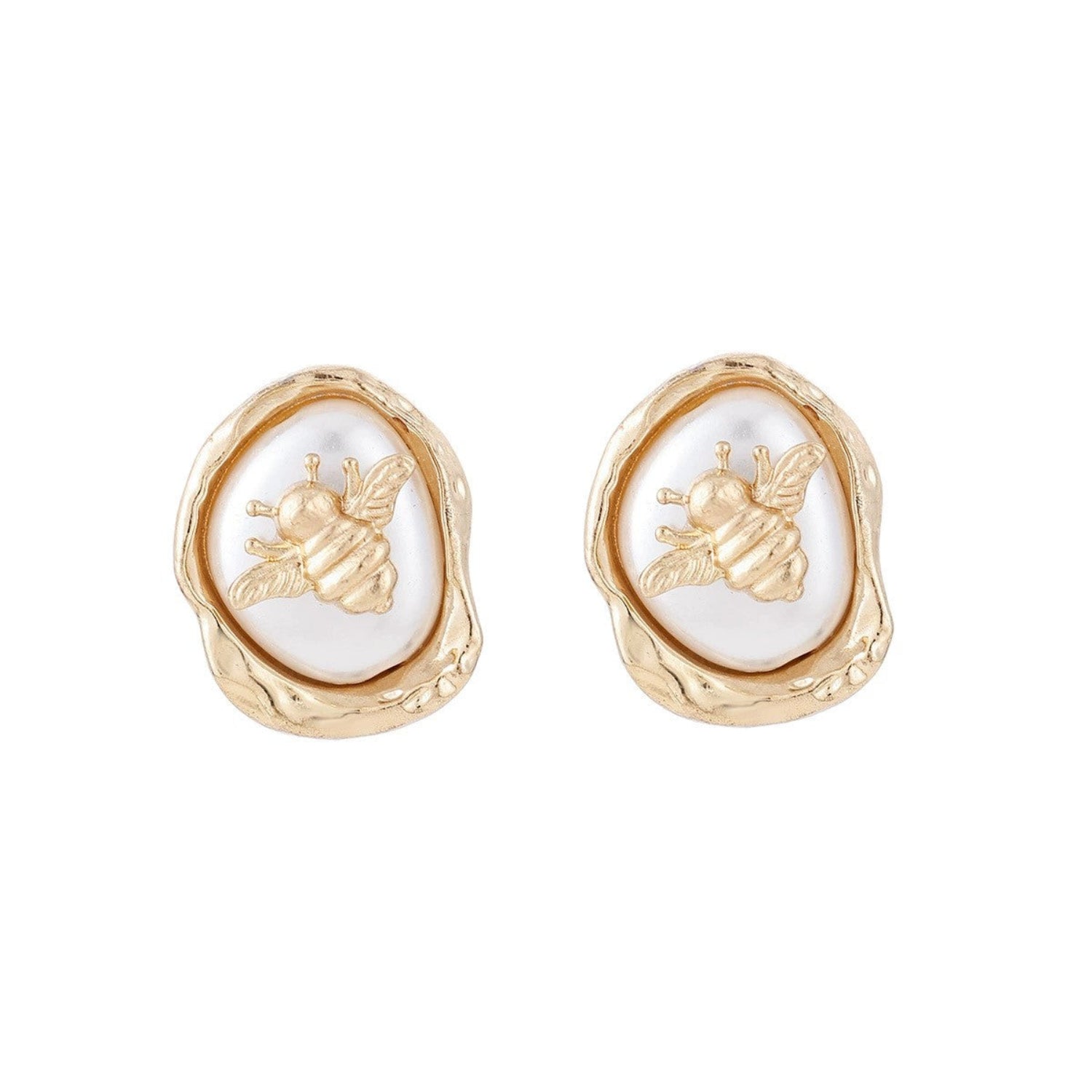 Golden Geometric Abstract Shell Earrings JLT13726
