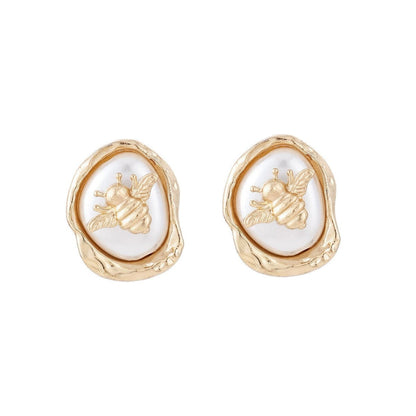Golden Geometric Abstract Shell Earrings JLT13726