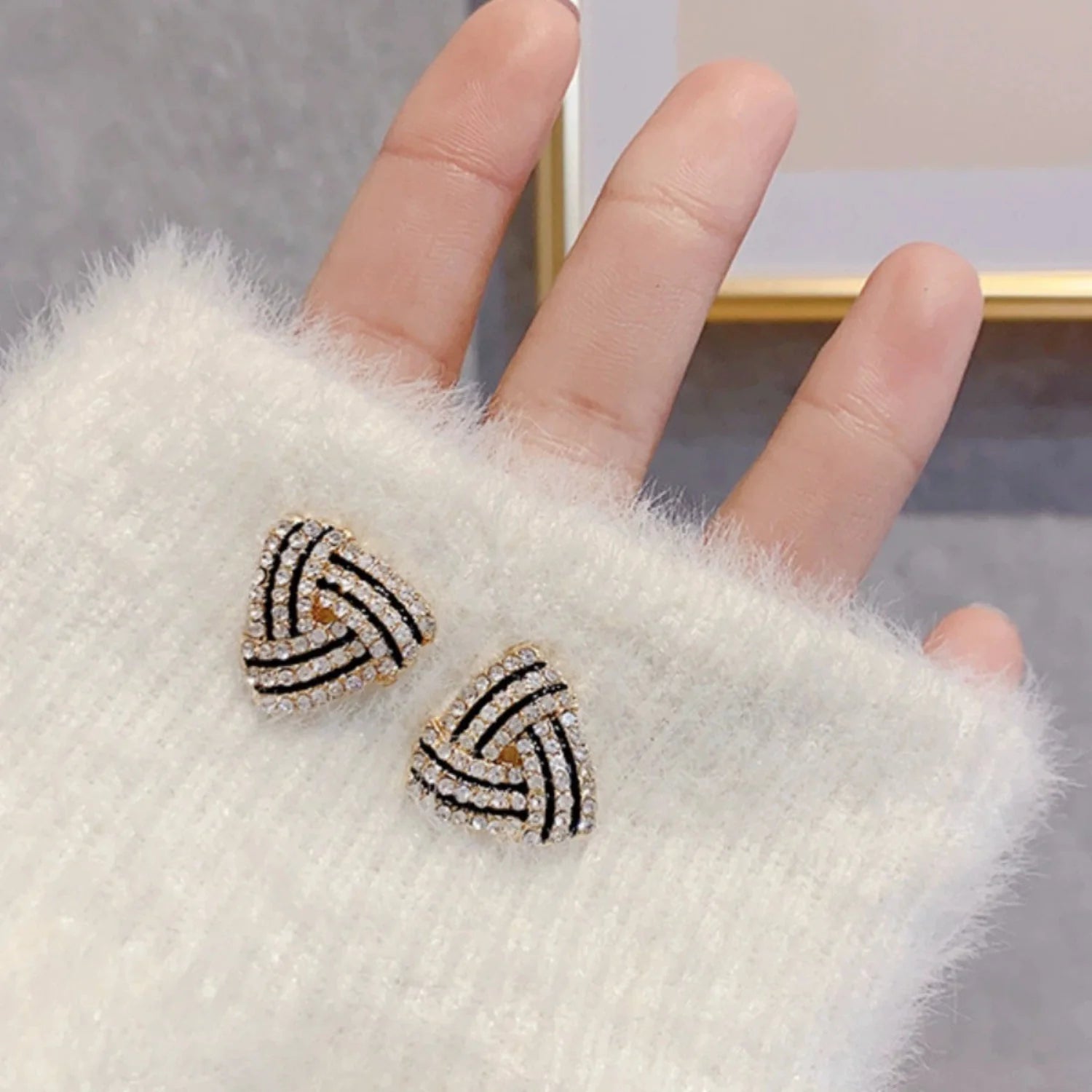 Triangular Crystal Pave Stud Earrings JLT13739