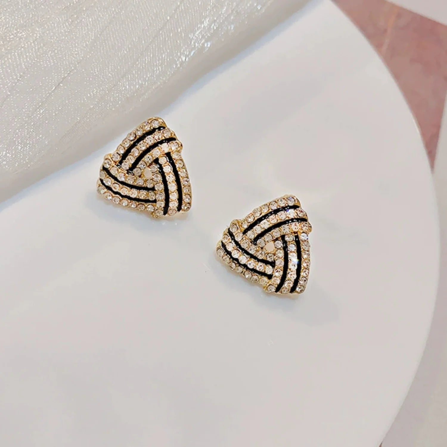 Triangular Crystal Pave Stud Earrings JLT13739
