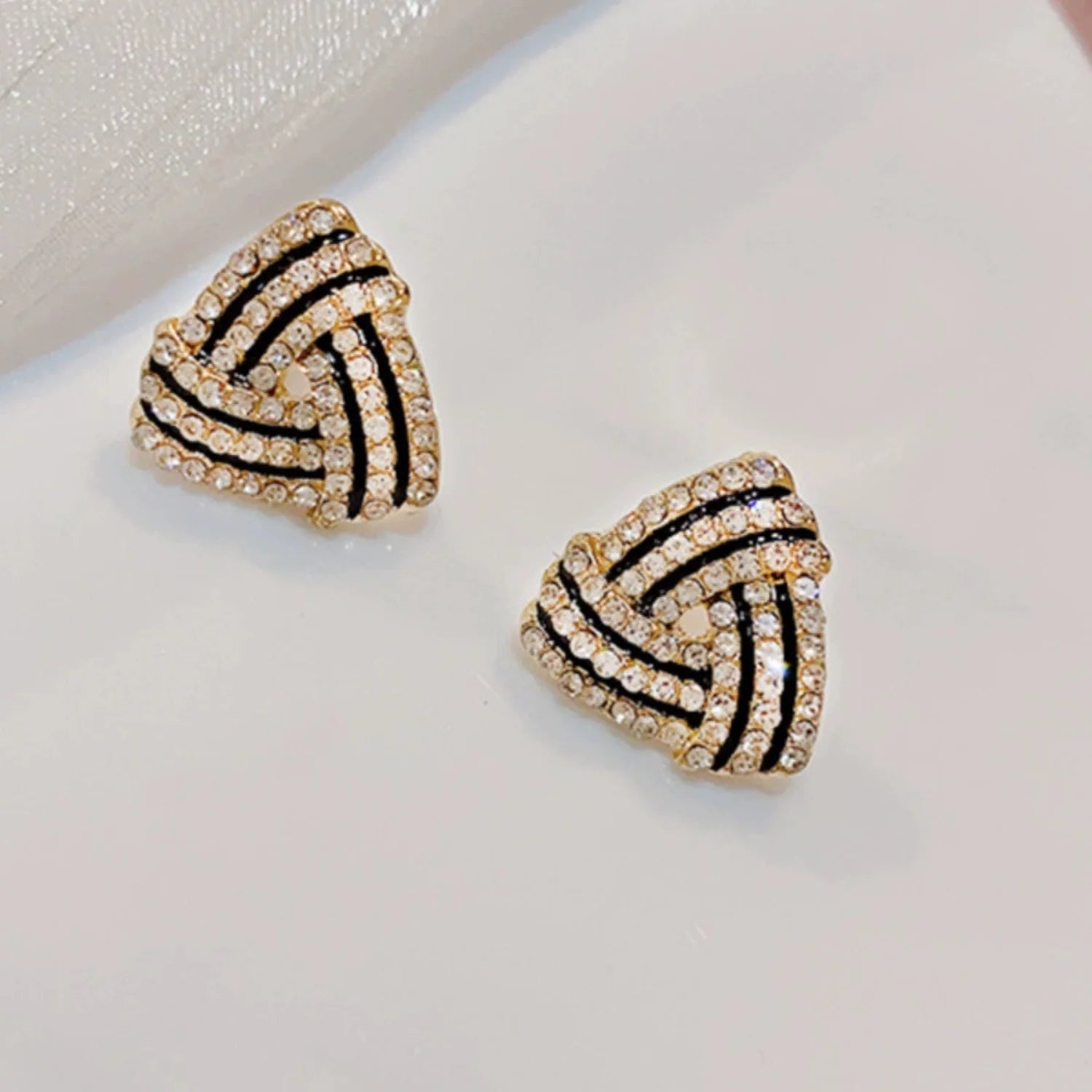 Triangular Crystal Pave Stud Earrings JLT13739