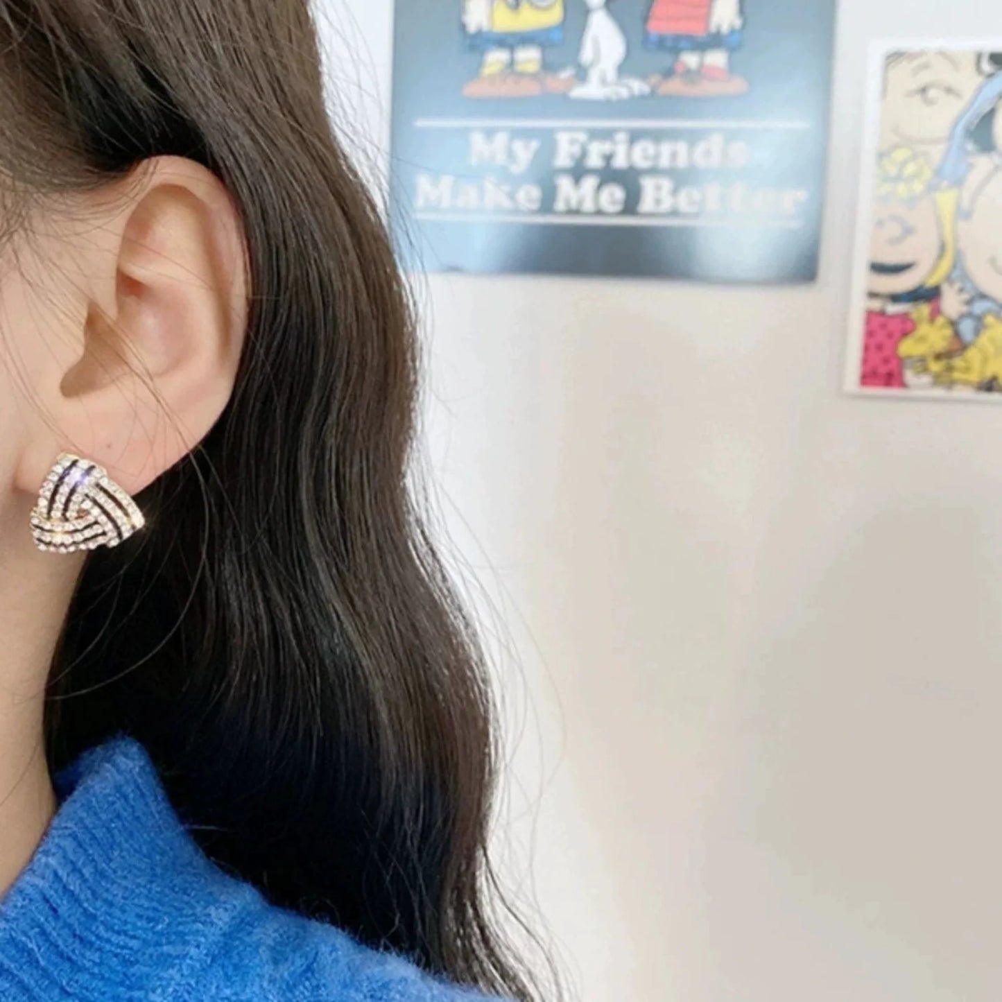 Triangular Crystal Pave Stud Earrings JLT13739