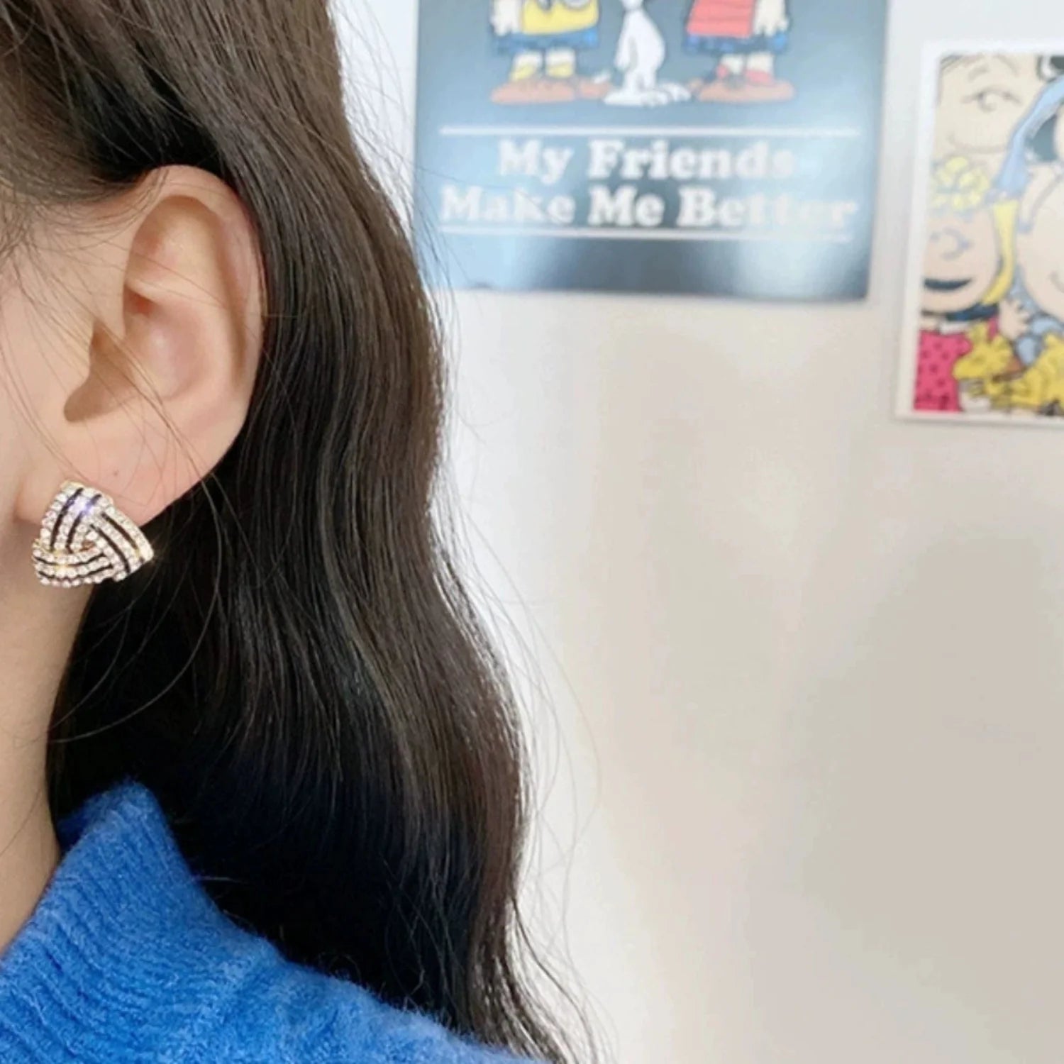 Triangular Crystal Pave Stud Earrings JLT13739