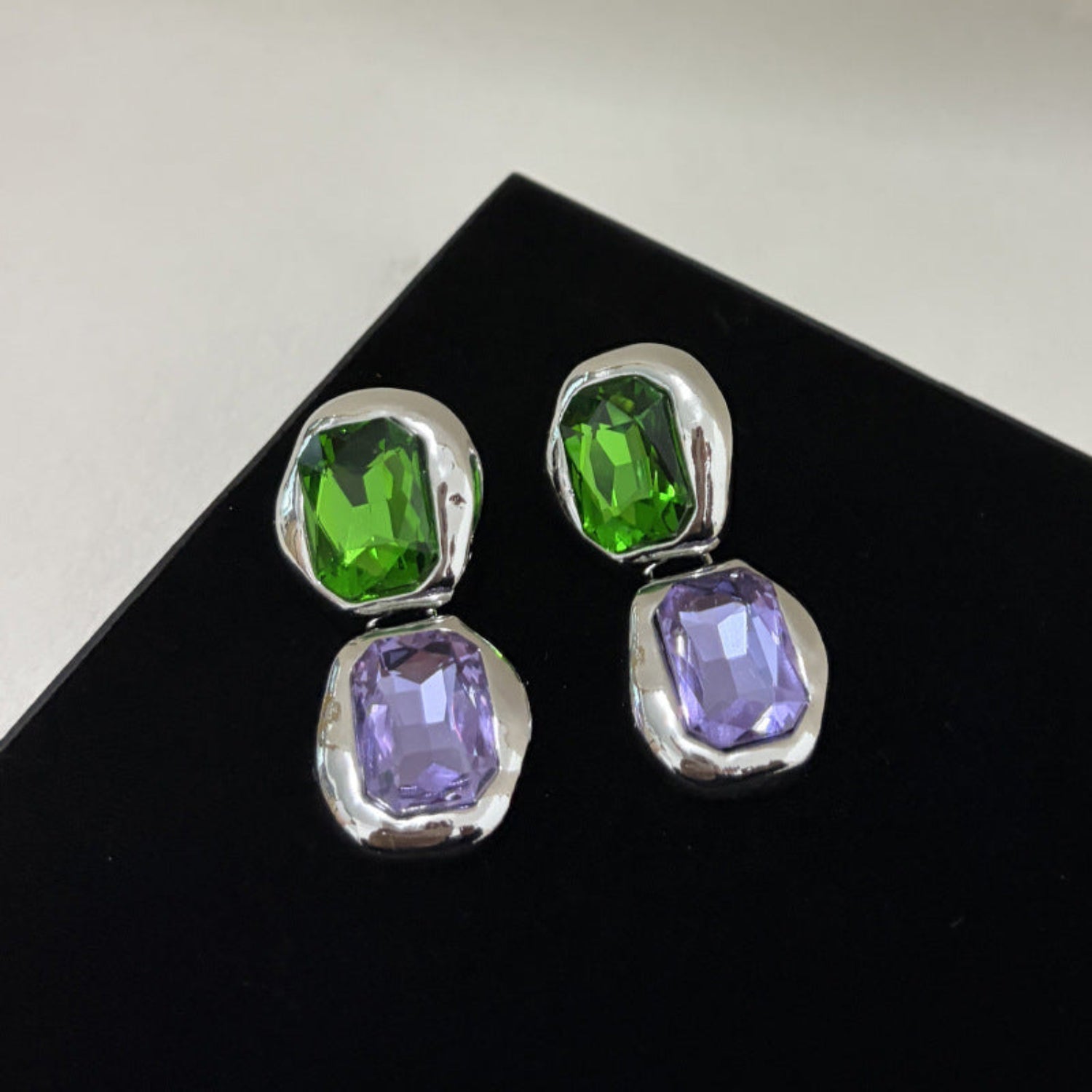 Emerald and Lavender Statment Earrings JLT13740