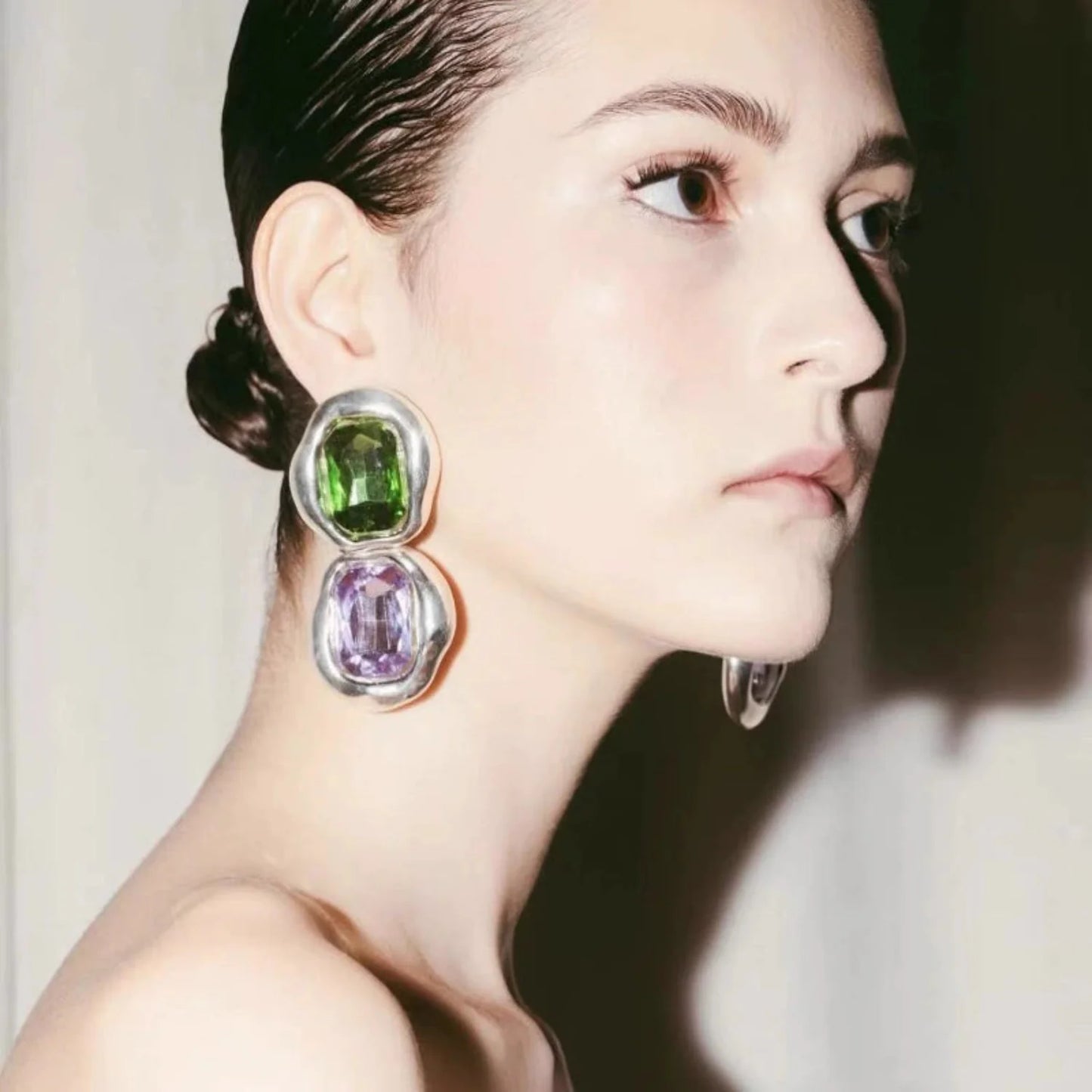 Emerald and Lavender Statment Earrings JLT13740