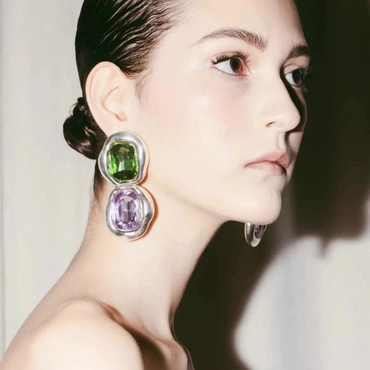 Emerald and Lavender Statment Earrings JLT13740
