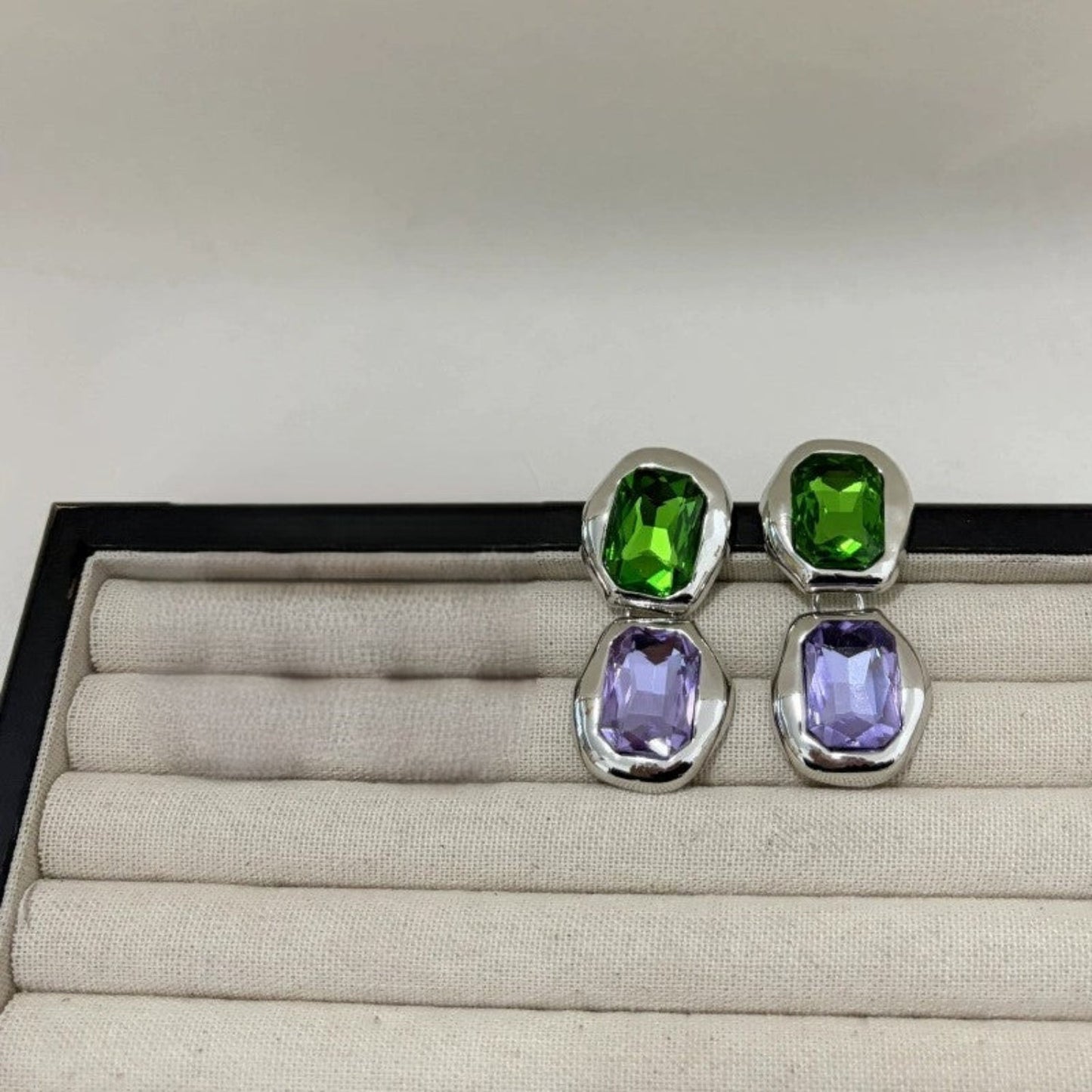 Emerald and Lavender Statment Earrings JLT13740