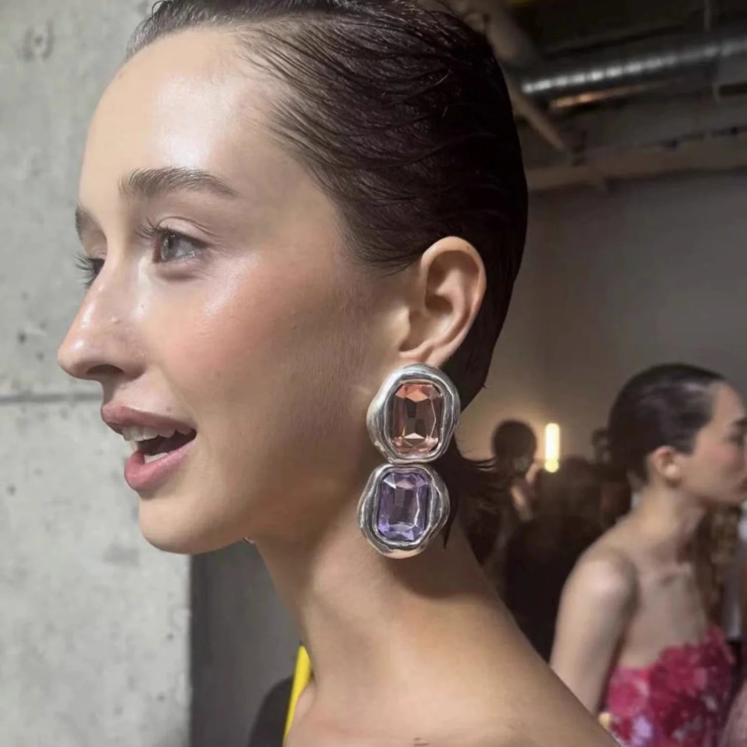 Champagne and Lavender Statement Earrings JLT13741