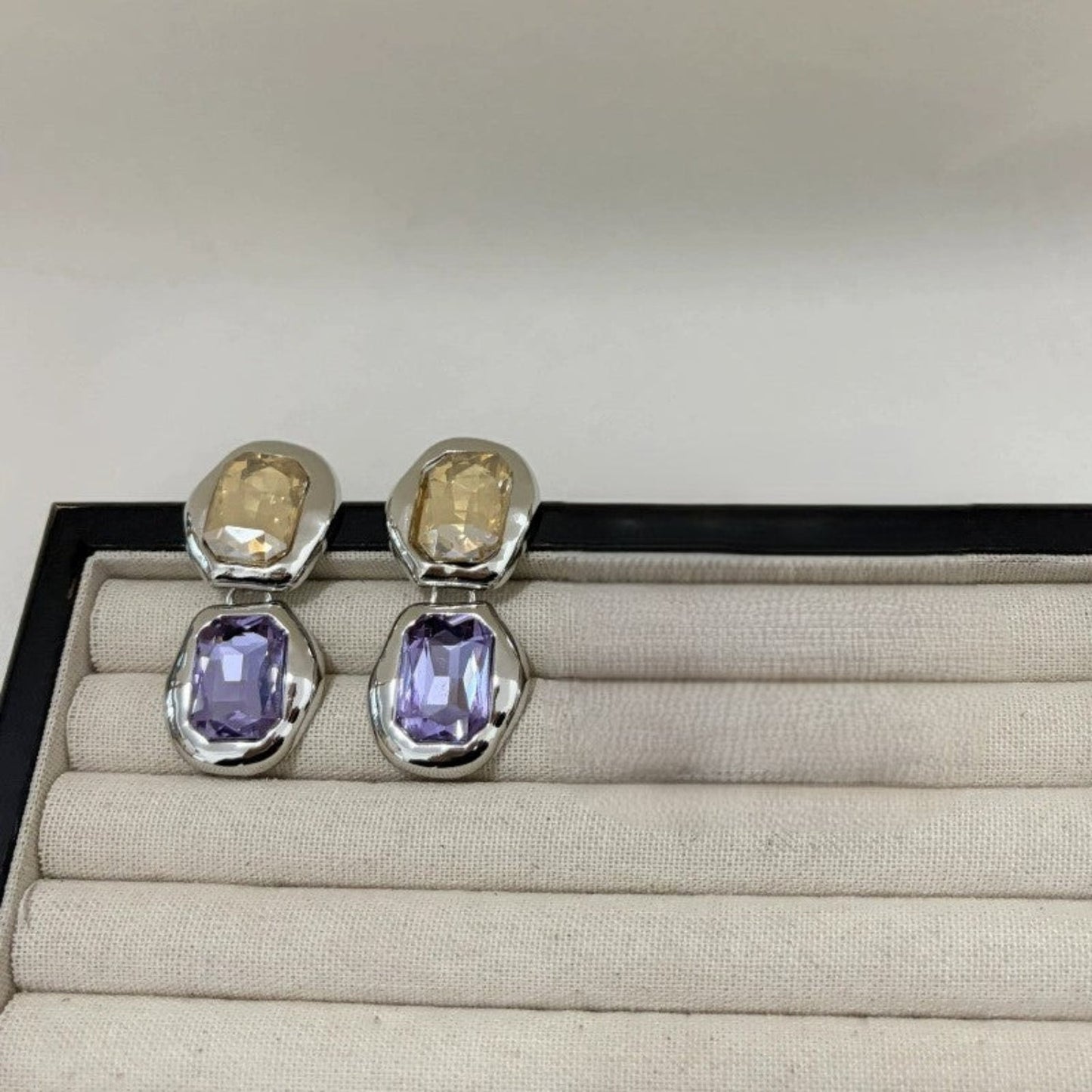 Champagne and Lavender Statement Earrings JLT13741