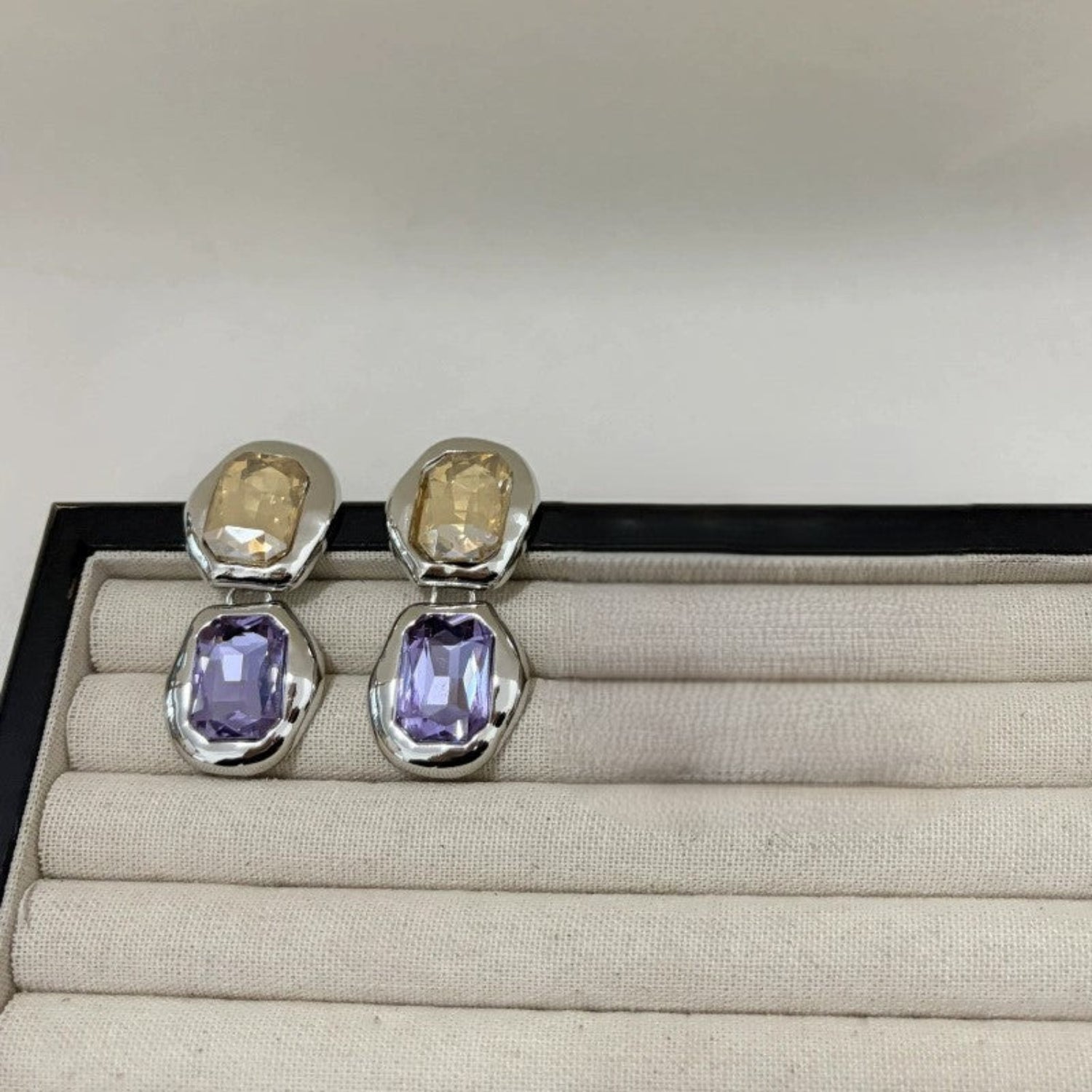 Champagne and Lavender Statement Earrings JLT13741