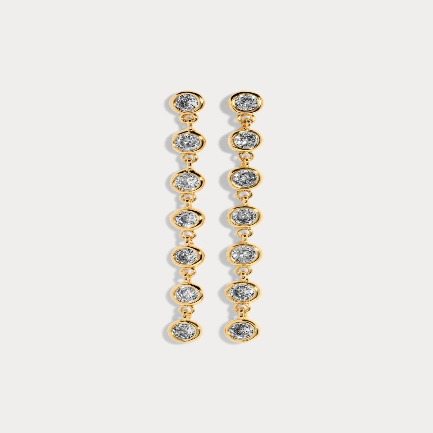 Gold Crystal Drop Chain Earrings JLT13768