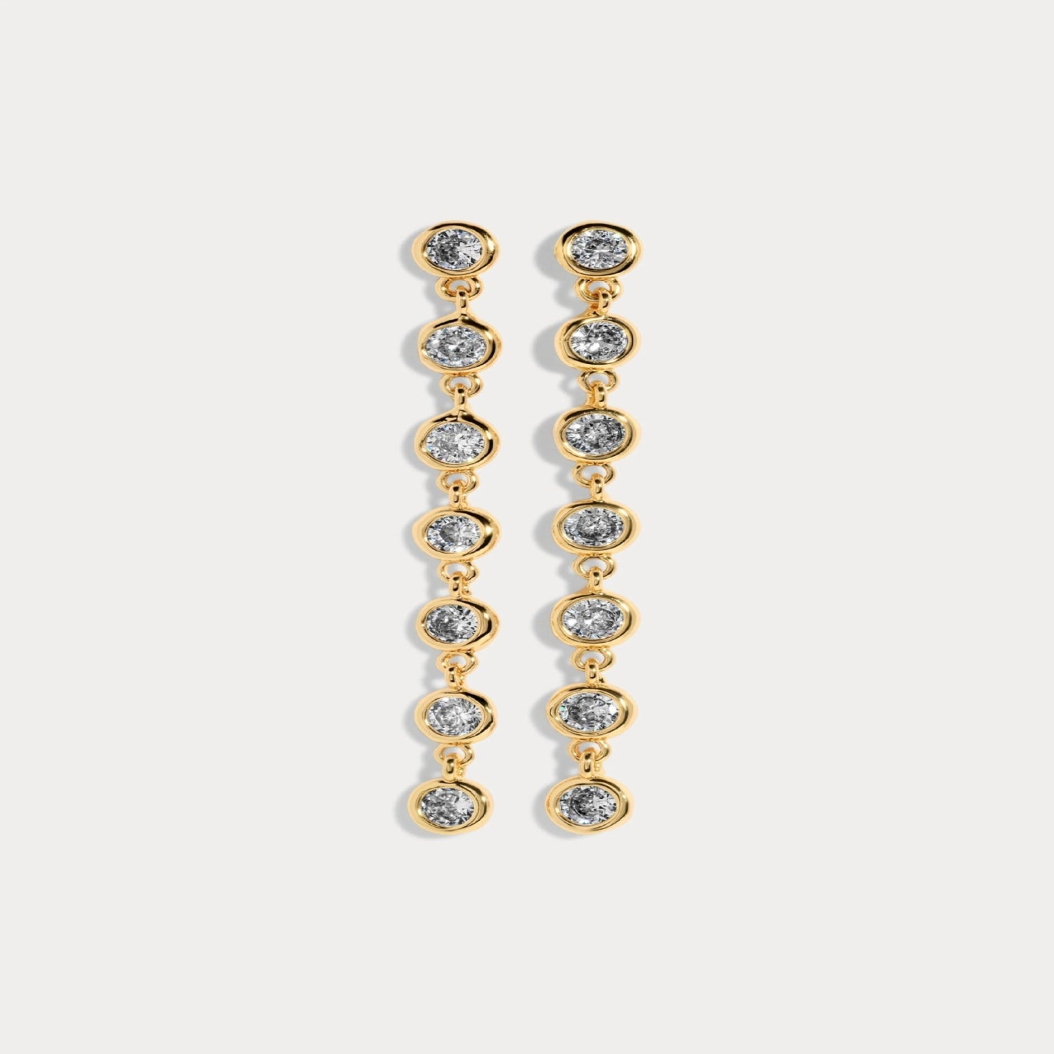 Gold Crystal Drop Chain Earrings JLT13768