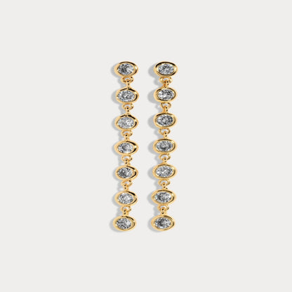 Gold Crystal Drop Chain Earrings JLT13768