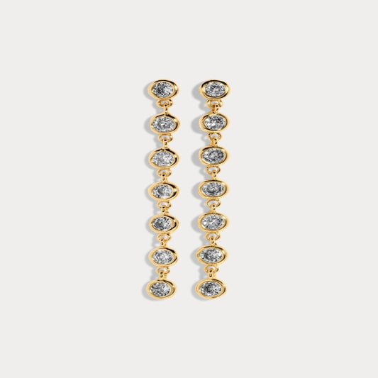 Gold Crystal Drop Chain Earrings JLT13768