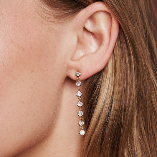 Gold Crystal Drop Chain Earrings JLT13768