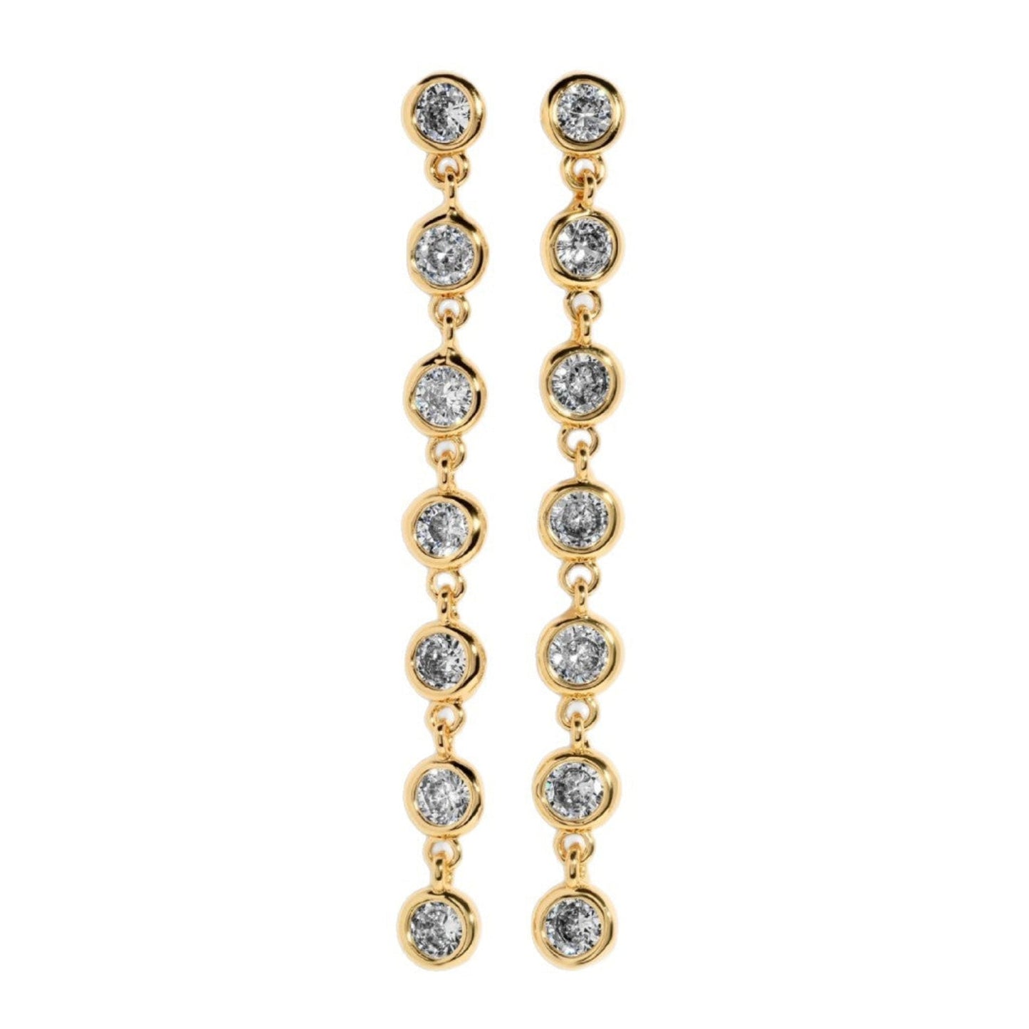 Gold Crystal Drop Chain Earrings JLT13768