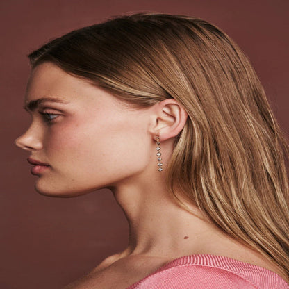 Gold Crystal Drop Chain Earrings JLT13768