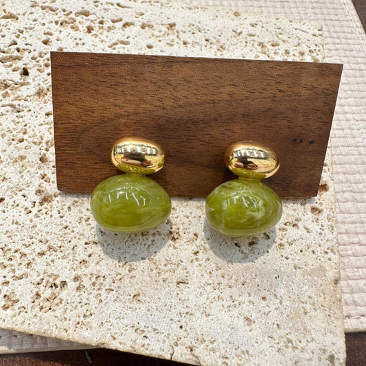 Gold and Green Resin Earrings JLT13775