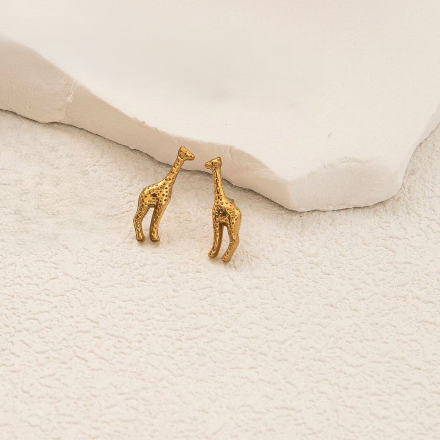 Gold Textured Giraffe Stud Earrings JLT13781