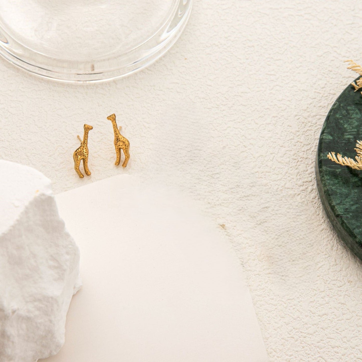 Gold Textured Giraffe Stud Earrings JLT13781