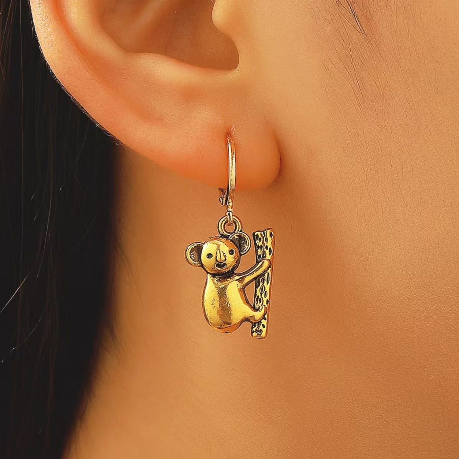 Gold Koala Tree Drop Earrings JLT13783