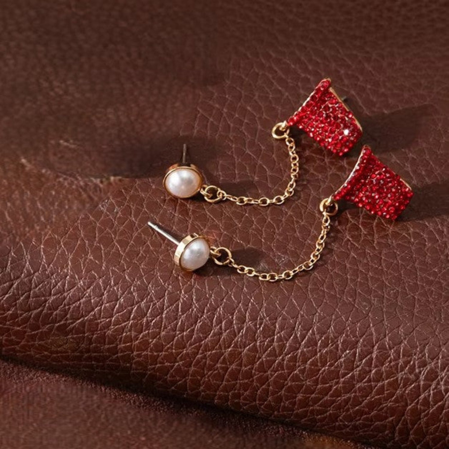 Red Basket With Ball Chain Earrings JLT13785