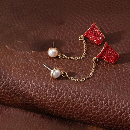 Red Basket With Ball Chain Earrings JLT13785