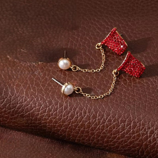 Red Basket With Ball Chain Earrings JLT13785