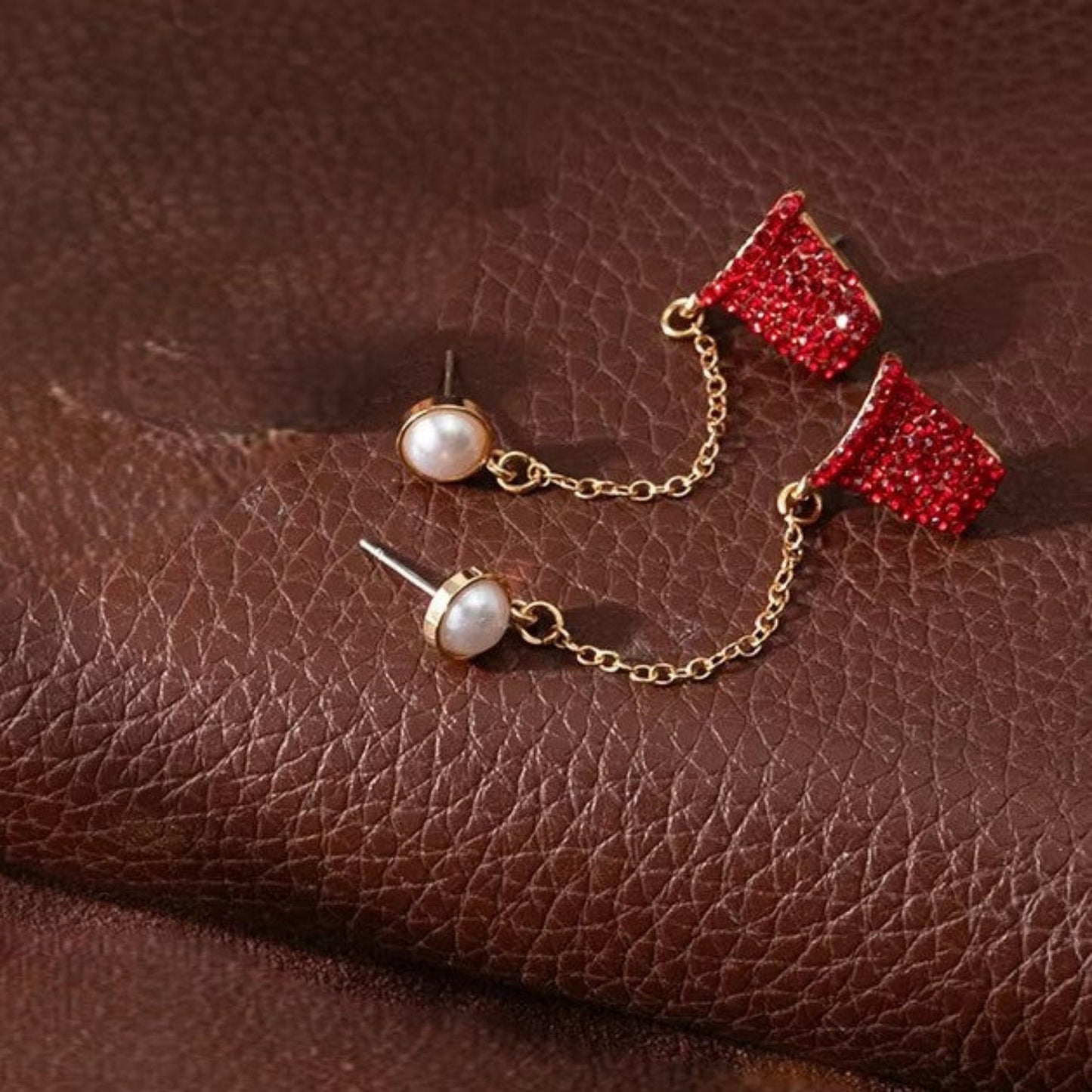 Red Basket With Ball Chain Earrings JLT13785
