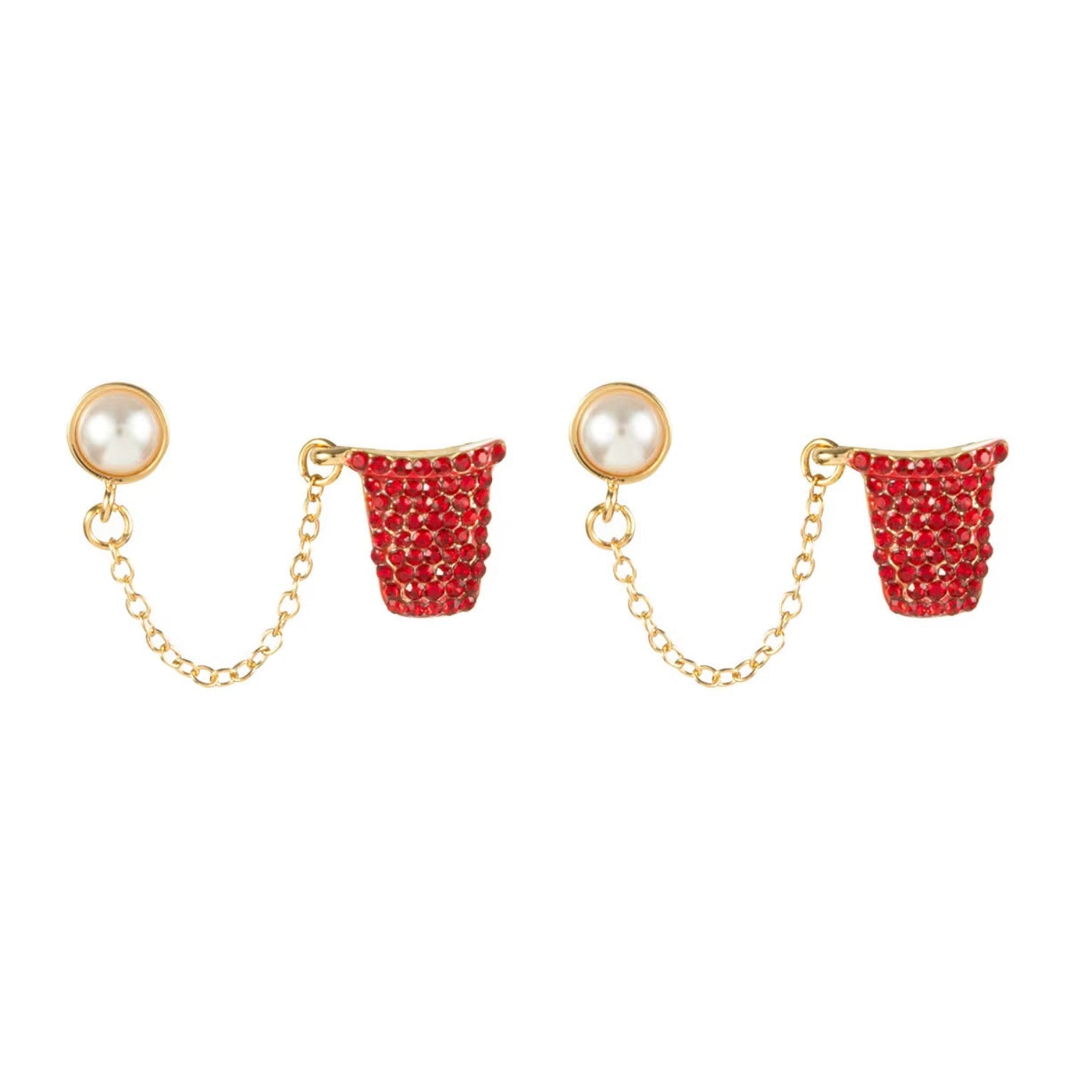 Red Basket With Ball Chain Earrings JLT13785